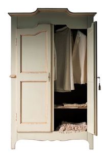 Genevive BR.0751, Armario lacado con 2 puertas, con un estante interior, apto para dormitorios de estilo clsico