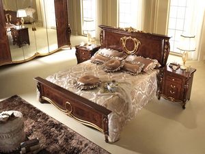 Donatello cama, Cama con estilo neoclsico, estribo sinuosa y la cabecera, decorado a mano