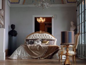Giorgione bed, Cama acabado a mano, acolchado, la decoracin de hojas de oro