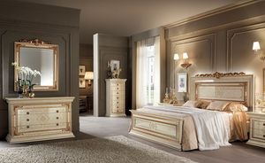 Leonardo dormitorio 1, Clsicos muebles de dormitorios, marfil con acabados de color oro