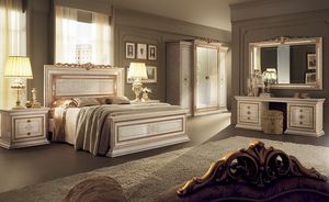 Leonardo dormitorio 2, Muebles clsicos para los dormitorios, con cama de matrimonio, armario 4 puertas, tocador y cajones de noche 2