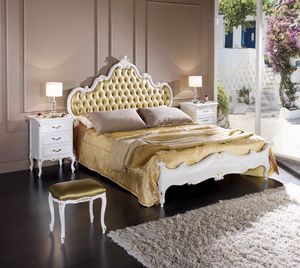 Regency cama, Cama de madera, con cabecero tapizado