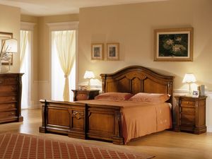 REGINA NOCE / Double bed, Cama doble de madera pintada, dormitorio de estilo