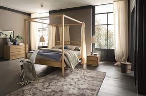 Nemo, Cama con dosel de madera, con un diseo esencial