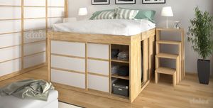 Impero con mueble, Cama de ahorro de espacio con armario con puertas.