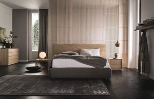 Wood, Cama con cabecera de roble nrdico, estructura personalizable