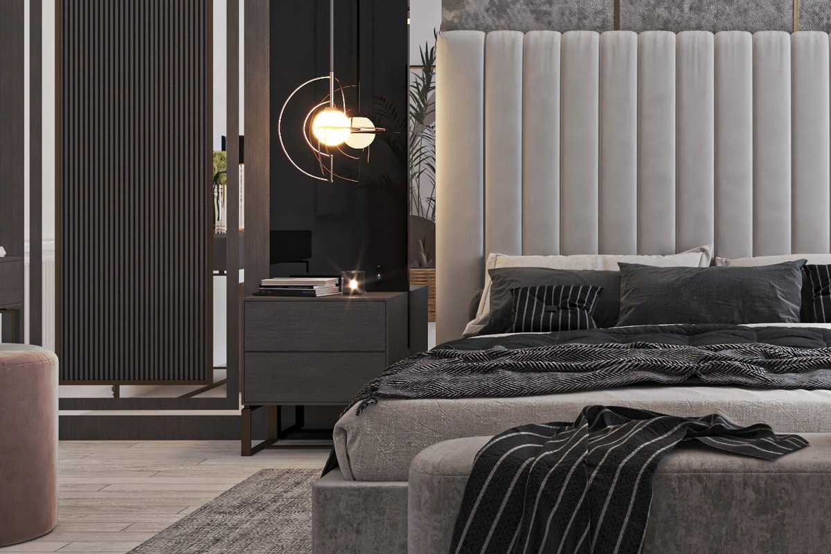 Banco de cama para dormitorio color gris MORFEO BEDROOM