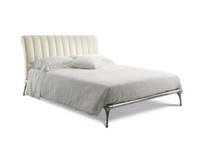 Iseo cama, Cama con estructura de aluminio, cabecero acolchado con patrn vertical