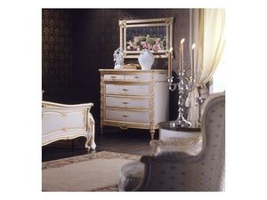 Art. 2001 chest of drawers, Cmoda clsica, acabado en blanco en la hoja de oro, para villas de lujo