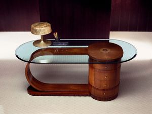 SC15 Zebrano escritorio, Escritorio con tapa de cristal, de madera maciza, 4 cajones