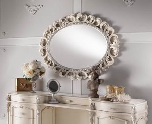 Chippendale espejo ovalado lacado, Espejo con marco finamente tallado