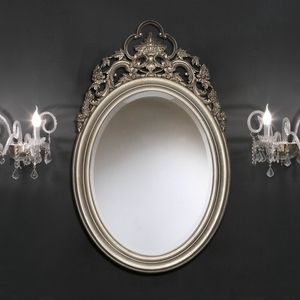 Luxury PASP7170, Espejo ovalado con gran pan de plata tallado
