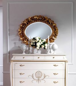 OLIMPIA B / Oval Mirror, Espejo oval clsico de madera maciza tallada