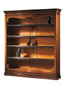 Perugino RA.0637, Nogal biblioteca con incrustaciones de 4 estantes ajustables, para ambientes clsicos