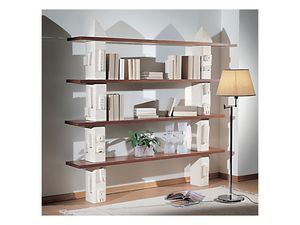 Gaia Bookcase, Estantera modular de piedra, estantes de vidrio o madera