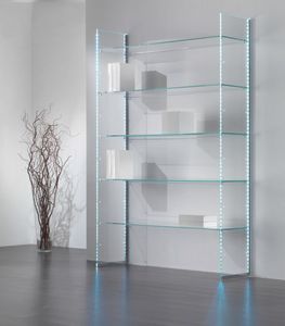 Glassystem COM/GS20, Librera de vidrio, con tiras de luz LED.