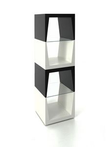 Totem, Columna de objetos con estantes de vidrio