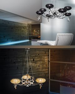 Dream chandelier, Lmpara con difusores en organza y pedrera de Swarovsky
