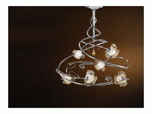 Rose ceiling lamp, Lmpara moderna con 6 luces y colgante central de vidrio