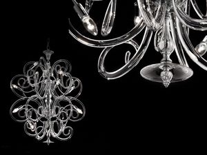 Vanity hanging lamp, Araa suspendida en latn y cristal cromado