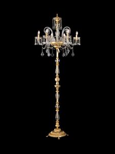 Art. 586/P6, Elegante lmpara de pie con adornos de cristal y oro.