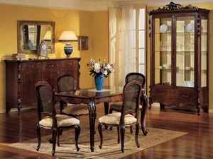 3085 TABLE, Mesa extensible rectangular, de estilo clsico de lujo, en madera de nogal