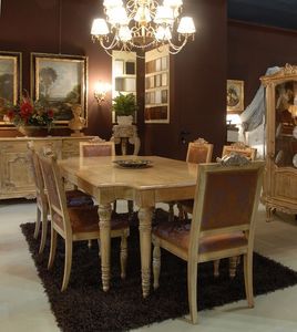 3485 TABLE, Mesa con sillas tapizadas para comedor, clsico de lujo
