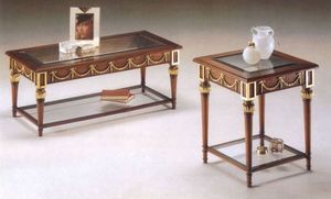 2575 COFFE TABLE, Mesa de centro de madera clsico, tapa de cristal