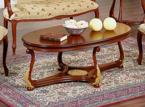 Brianza mesa de centro con tapa de madera ovalada, Mesa de centro ovalada