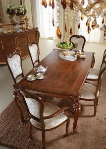 Donatello mesa, Mesa de madera preciosas, decoraciones aplicadas a mano por maestros artesanos, para el comedor