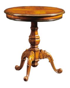 Filiberto FA.0115, Mesa de centro redonda de madera hecho a mano, estilo barroco