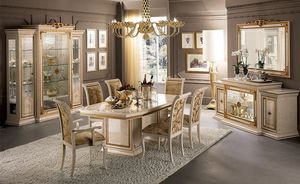 Leonardo comedor, Comedor clsico de lujo, con mesa, sillas y vitrina