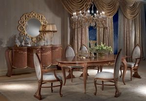 TA51 Vanity mesa, Mesa de comedor antiguo, ovalada, extensible, pan de oro