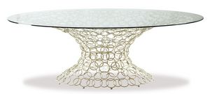 Mondrian, Mesa con base de metal, tapa de cristal