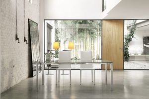 dl50 new york, Mesa de comedor rectangular con marco de aluminio
