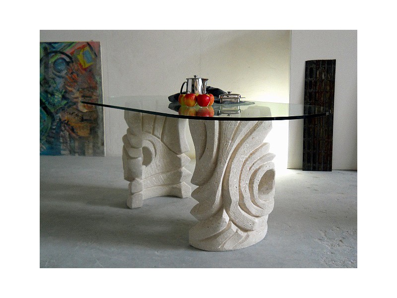 Mesa de piedra ovalada para el hogar o la oficina