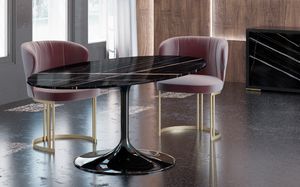 Young mesa, Mesa con tapa ovalada en mrmol sahara noir