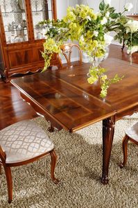 OLIMPIA B / Rectangular table, Mesa clsica en madera tallada, de Comedor