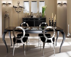 Raffaello mesa, Mesa con patas de aluminio, tapa serigrafiada