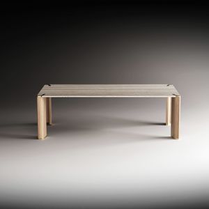 Horus Art. EHO001, Elegante mesa de comedor con patas de madera