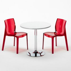 Sillas colocadas y mesa apilable - SET2SGHOST, Mesa redonda con sillas transparentes, para bares y hoteles