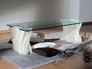 Contrasto Sagomato, Mesa de caf elegante para salas de estar, piedra y vidrio