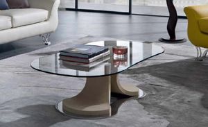 TL66 Mistral mesa pequea, Mesa de centro con forma cnica, tapa de cristal