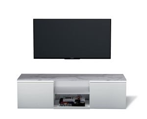 Easy soporte TV, Gabinete moderno de puerta de televisin, acabado lacado blanco