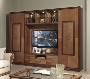 LB38 Charme estanteria, Mueble de televisin con librera, estilo clsico contemporneo