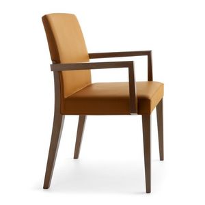 Charme 02521, Silla de madera con brazos , silla acolchada de hotel