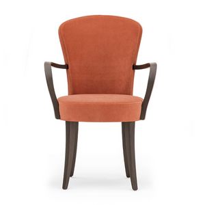 Euforia 00121, Butaca en madera maciza, asiento y respaldo tapizados, tela, estilo moderno