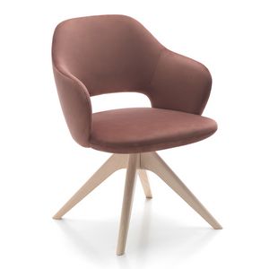 Vivian armchair, Silln disponible con diferentes bases de madera.