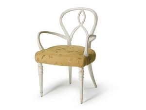 Art.496 armchair, Silln en madera de nogal en bruto, asiento tapizado
