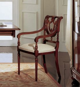 Gardenia silla de la cabeza de la mesa, Silla d e la cabeza de la mesa en madera de nogal, con posterior perforada